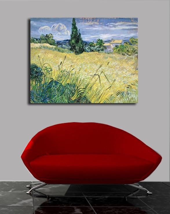 van Gogh "Landscape with Green Corn" (1889) Canvas Installed