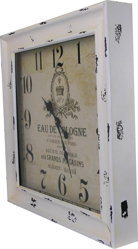 Weathered Cream Wall Clock - Square 23"x23" Angle