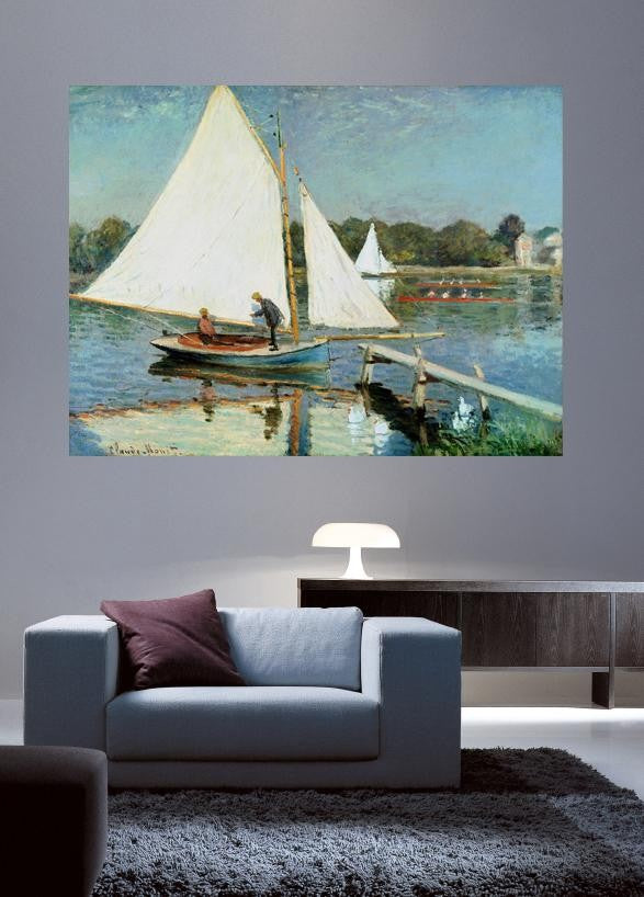 Monet "Sailing at Argenteuil" (1874) Glossy Poster
