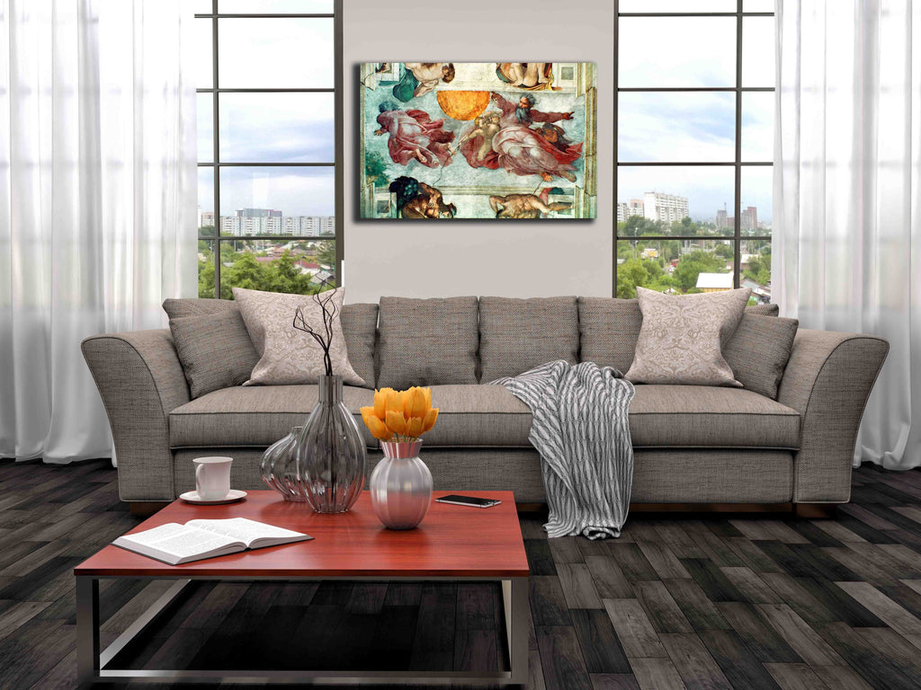 Michelangelo "Creation of the Sun and Moon" (16th) Canvas Installed