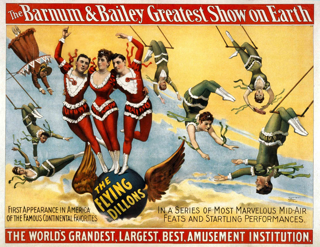 Buell "Barnum & Bailey" 1895 Flying Dillons Glossy Poster