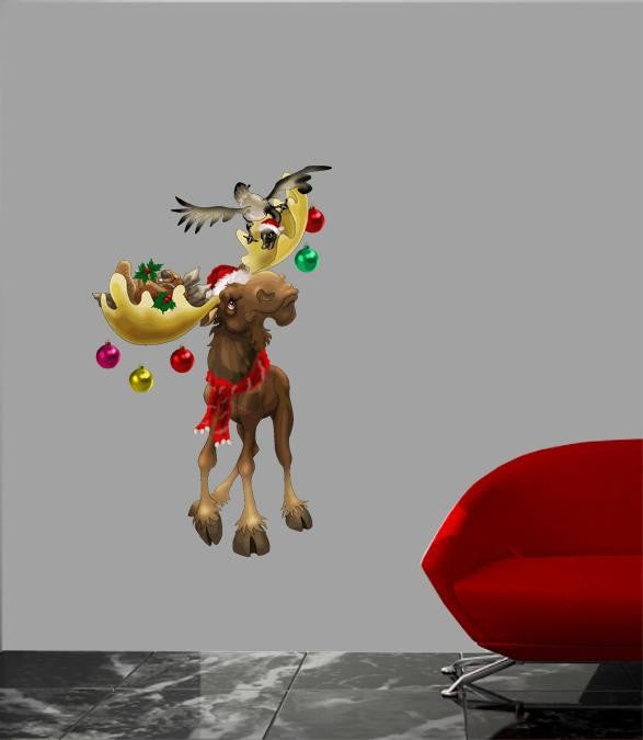 Murals2Go Christmas Moose Wall Decal
