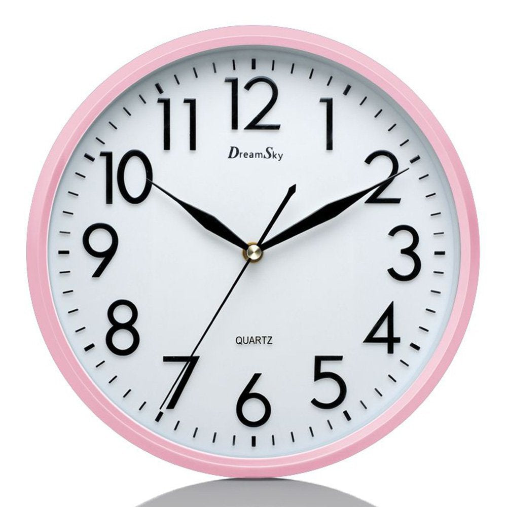 DreamSky 10" Kids Silent Wall Clock Pink