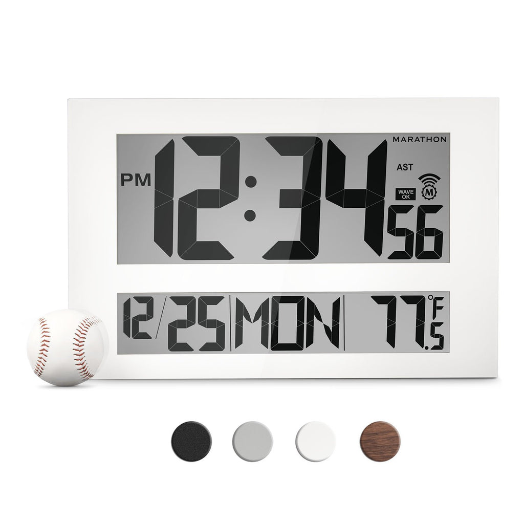 MARATHON Commercial Grade Jumbo Atomic Wall Clock in White