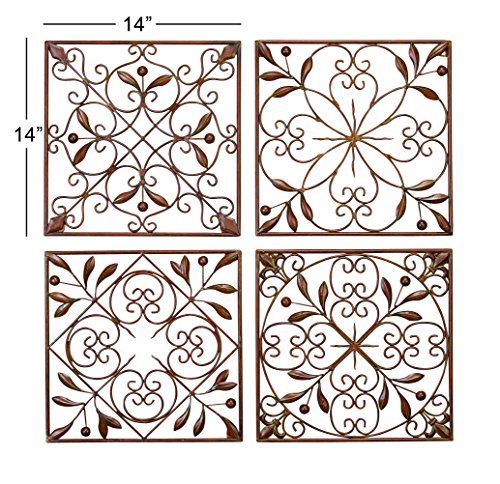 Deco 4 Piece Metal Wall Decor Size