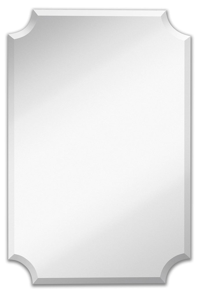 Large Beveled Scalloped Edge Rectangular Wall Mirror 24" x 36"