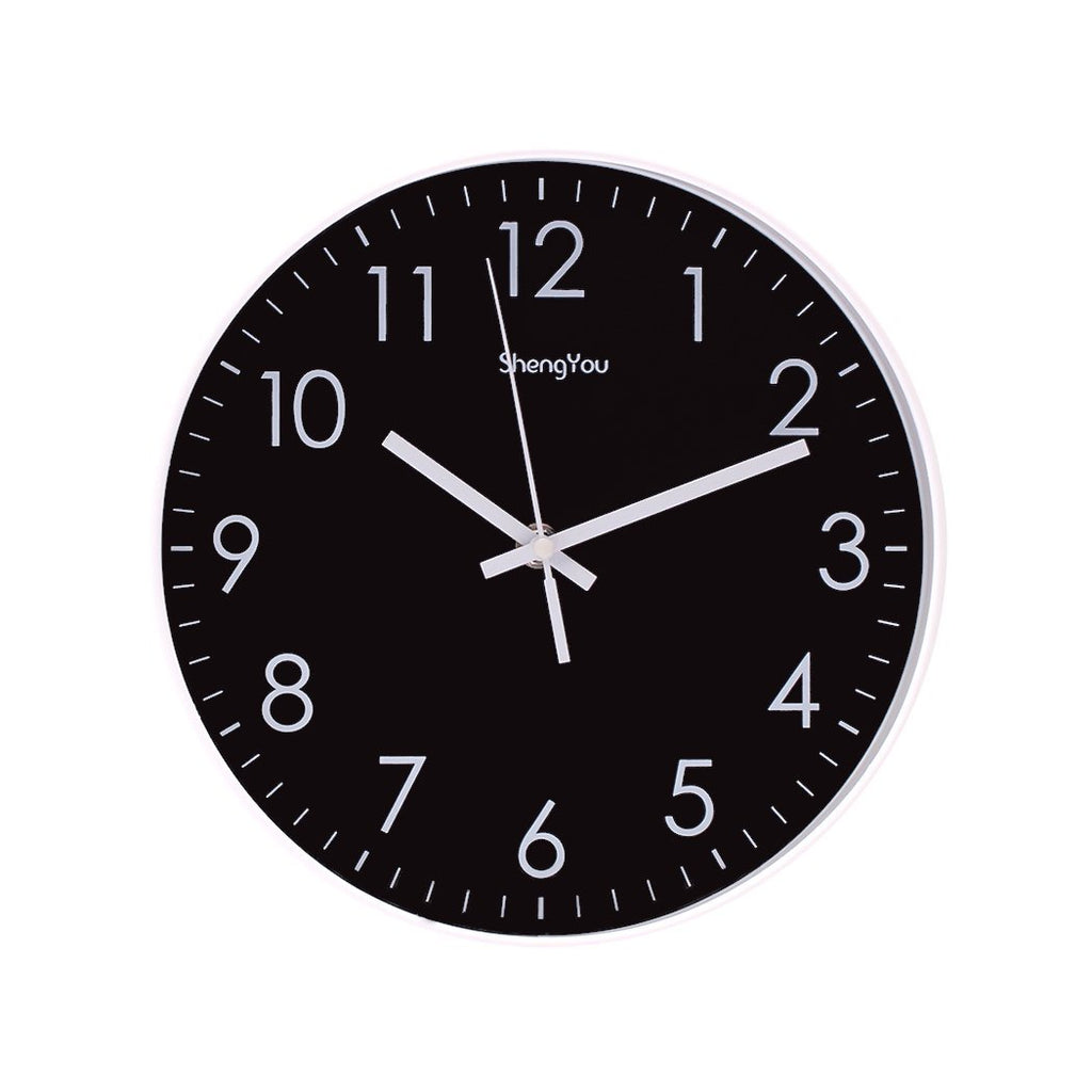 SonYo 10" Silent Quartz Modern Simple Wall Clock Black
