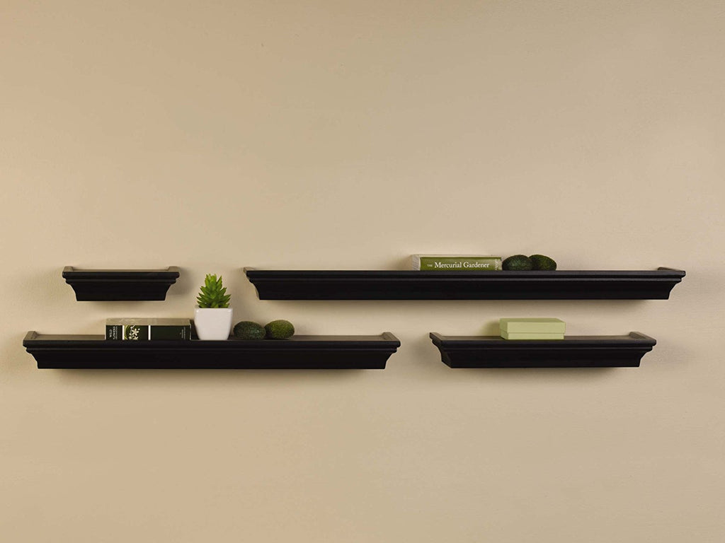 Melannco Wall Shelves (Set of 4) Black Installed
