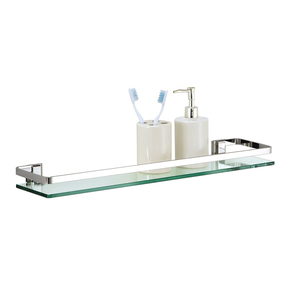 Organize It All Wall Mounting Glass Shelf with Chrome Finish and Rail 5.5"x23"