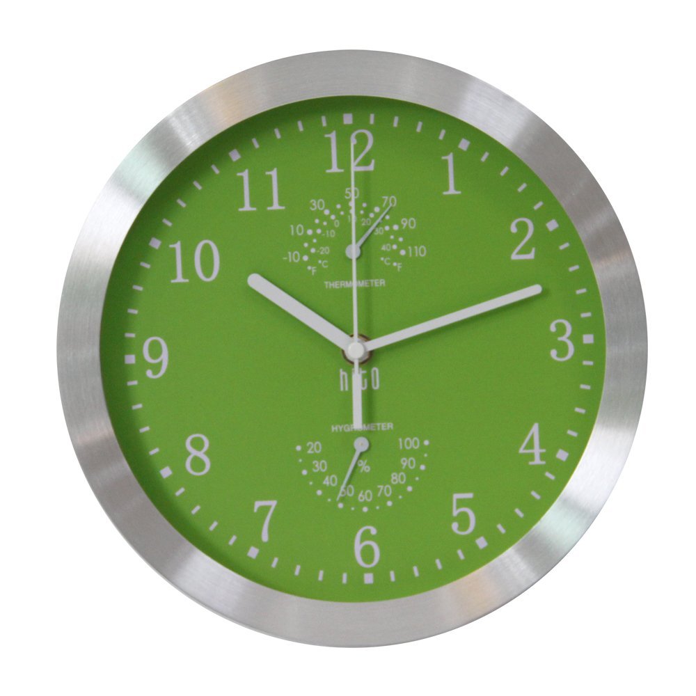 HITO 10" Green Silent Aluminum Wall Clock