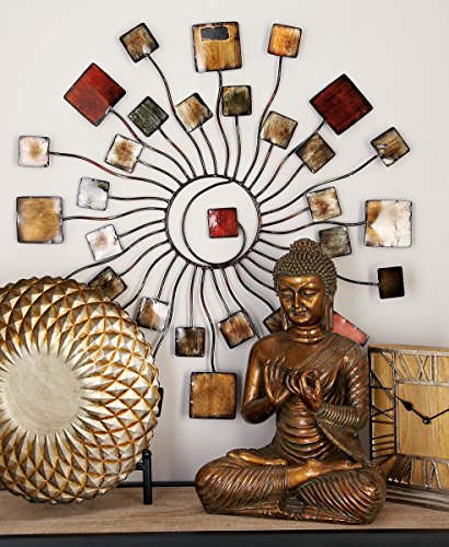 Deco 32" Modern Blossom Sun Abstract Metal Wall Art Installed