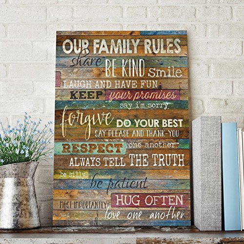 Marla Rae "Our Family Rules" Country Wood Wall Art 12"x18" Installed
