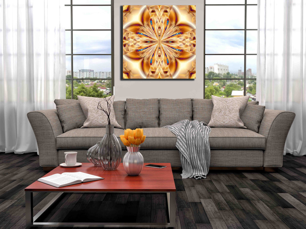 Xzendor7 "Gold Copper Rings Warped Layers" Canvas Installed