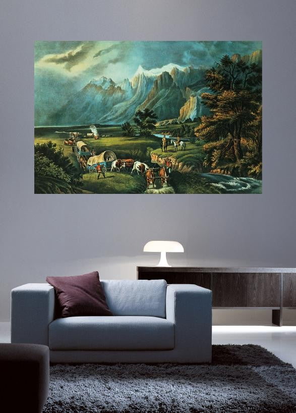 Currier & Ives "The Rocky Mountains: Emigrants Crossing the Plains" (1866) Wall Decal