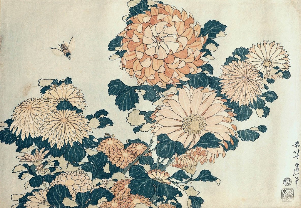 Hokusai "Chrysanthemums" Wall Decal