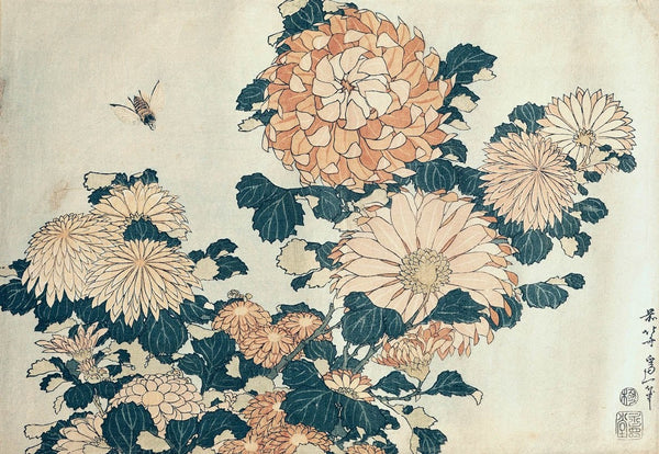 Hokusai "Chrysanthemums" Wall Decal