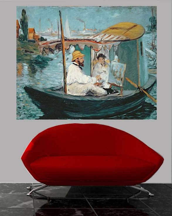 Manet "Manet in His Floating Studio" (1874) Glossy Poster