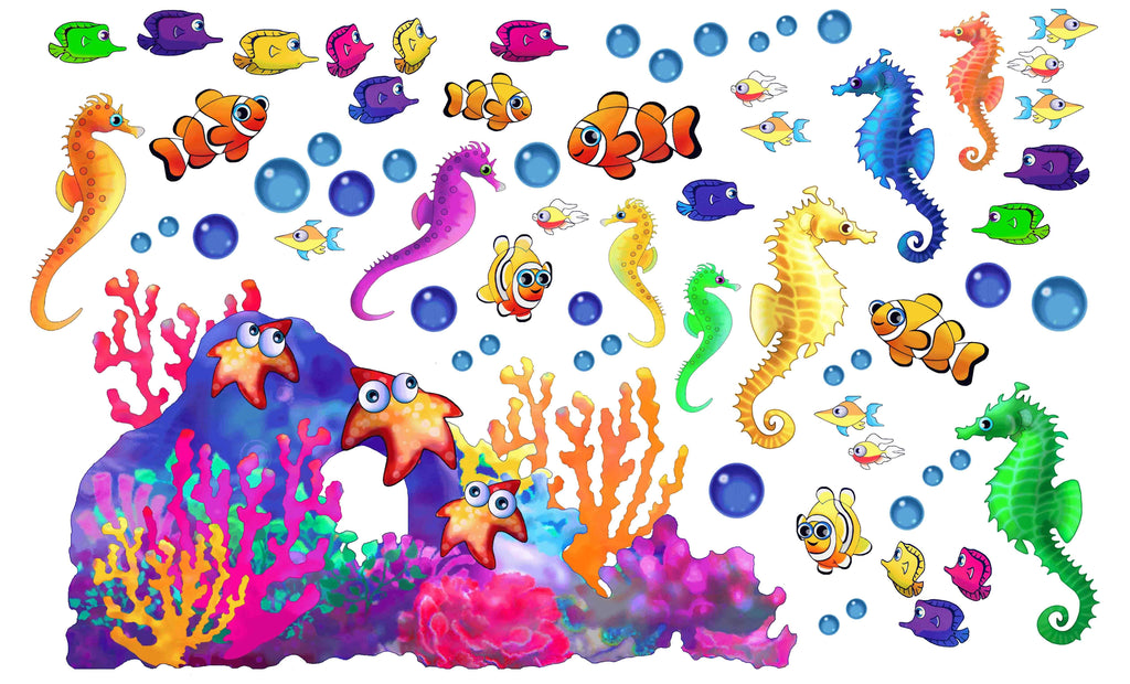 Murals2Go Seahorse &amp; Clowns Multi-Pak Wall Decals