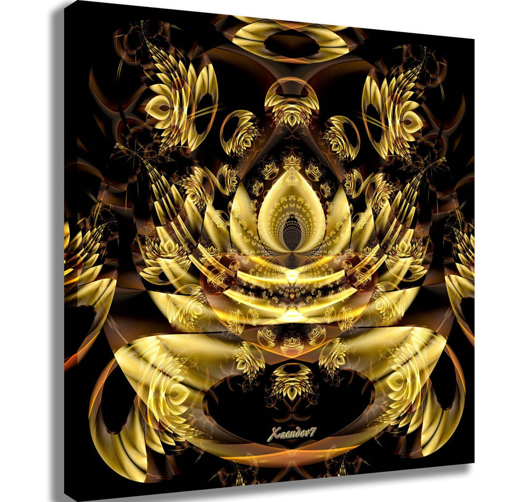Xzendor7 "Golden Fractal Fantasy" Canvas Printed