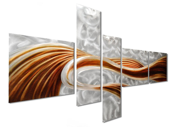 Pure Art Caramel Desire Contemporary Metal Artwork (Set of 5 Panels) 40"x69"