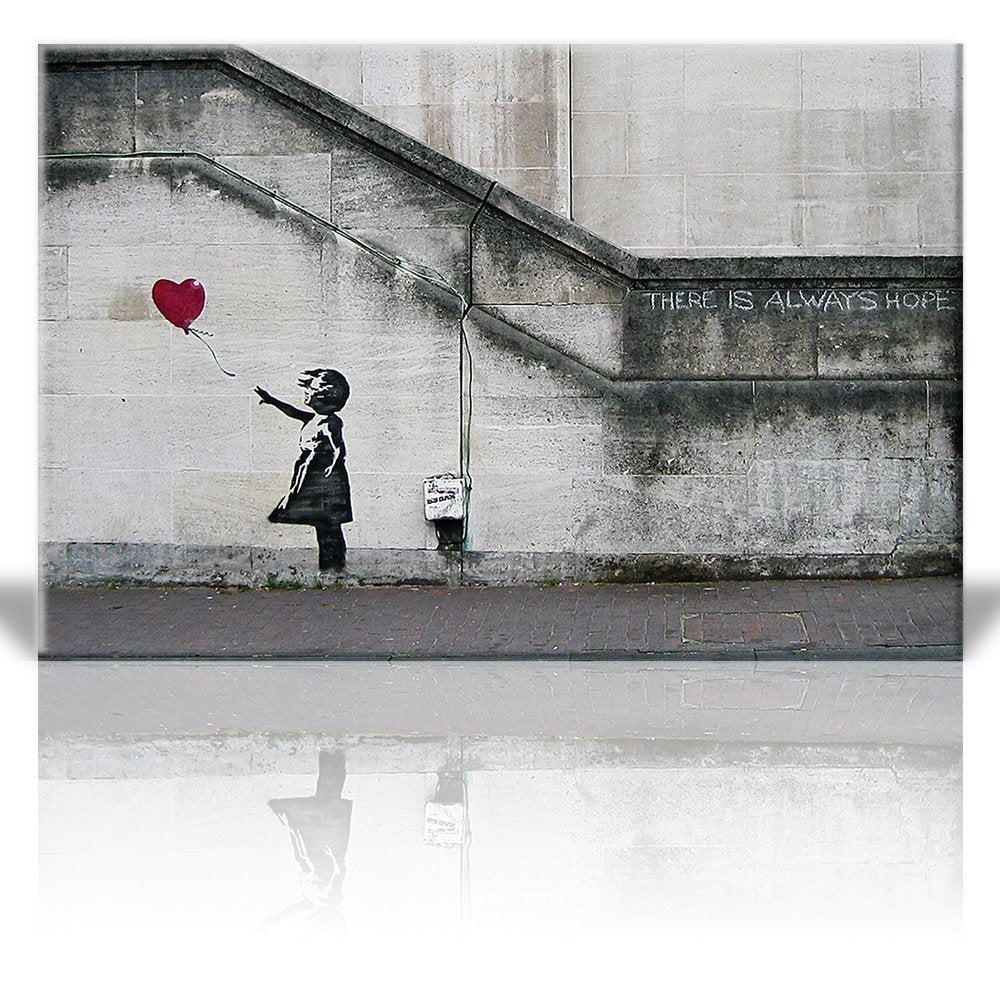 Wall26 - "There is Always Hope Balloon Girl" Canvas Print 12"x18"