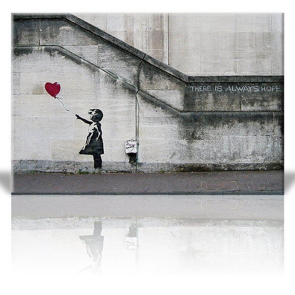 Wall26 - "There is Always Hope Balloon Girl" Canvas Print 12"x18"