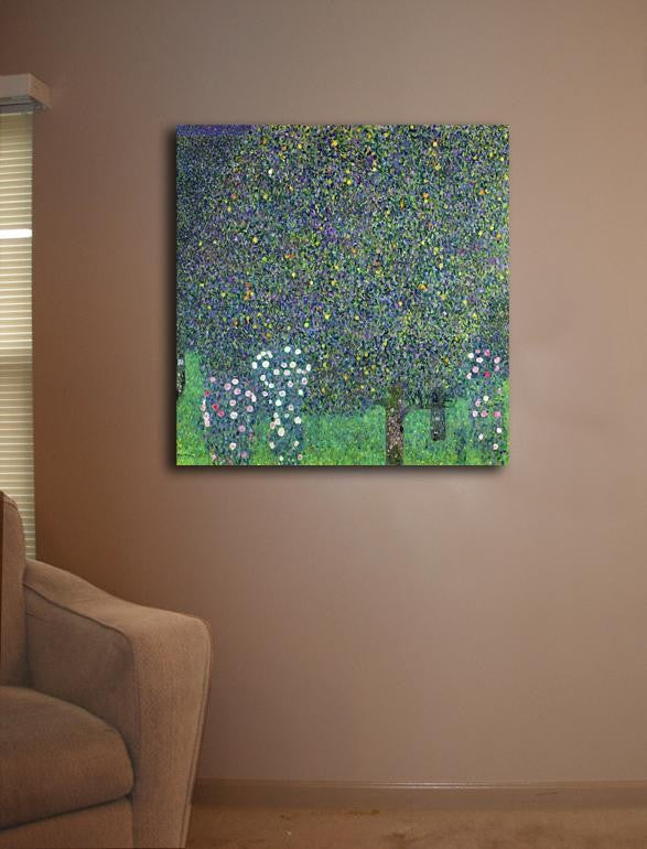 Klimt "Roses Under the Trees" (20th) Canvas Installed