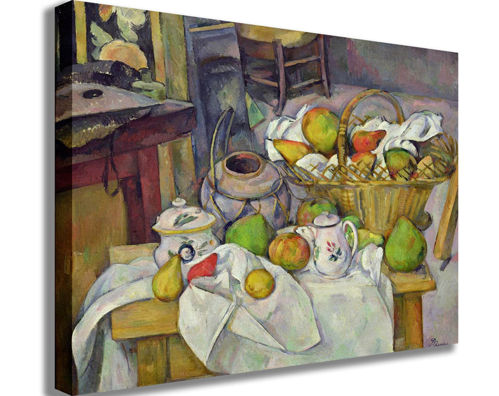 Cezanne "Still Life with Basket" (19th) Canvas Printed