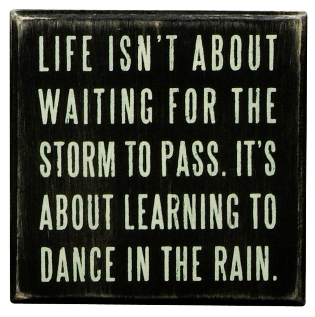 Primitives By Kathy "Dance In the Rain" Box Sign 4"x4"