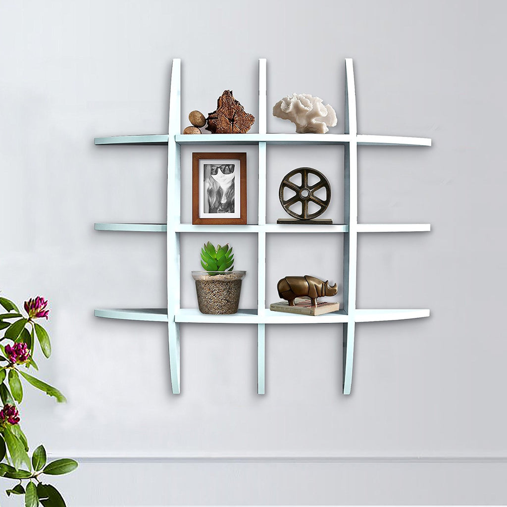 Shelving Solution Cross Display Wall Shelf 9.5"x29.5" White Installed