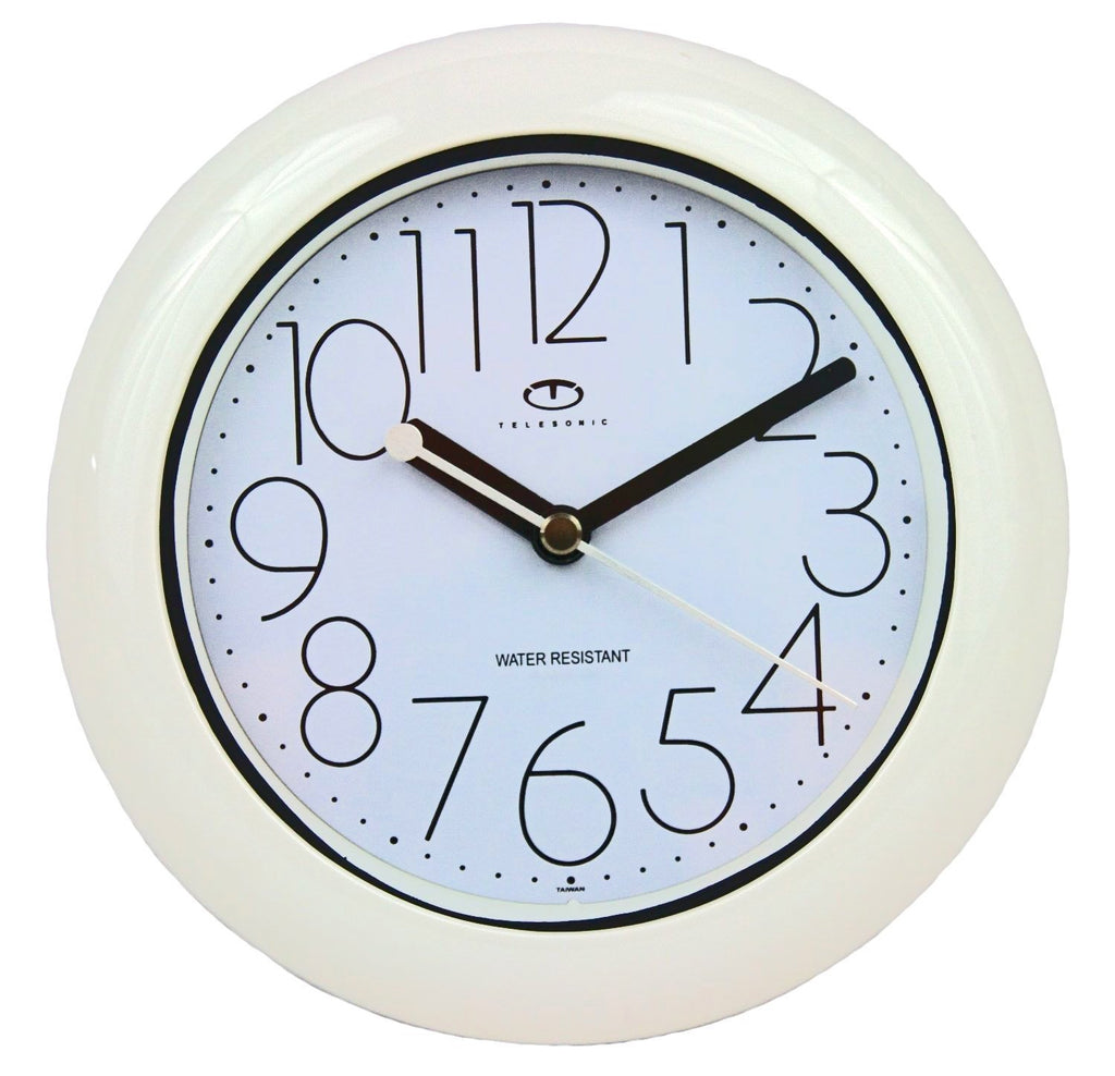 6.75" Water Resistant Wall Clock with Quiet Sweep Movement