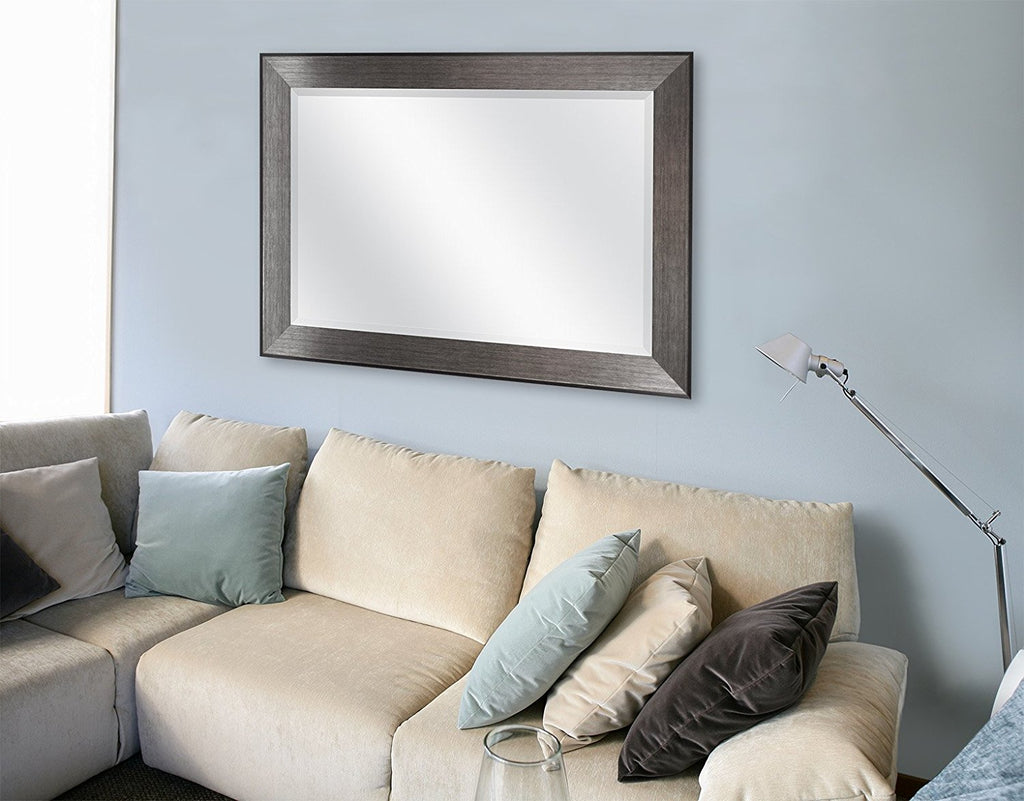 MCS Wedge Rectangular Mirror, 30"x42" Gray Installed