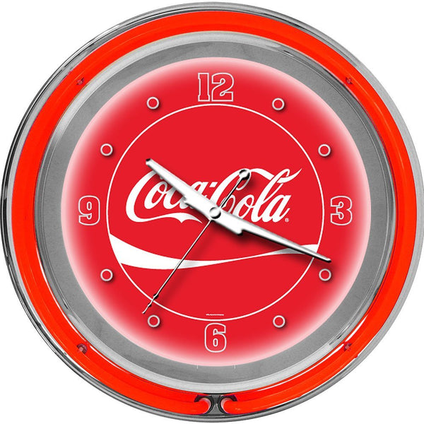 Officially Licensed 14" Coca-Cola Chrome Double Ring Neon Clock