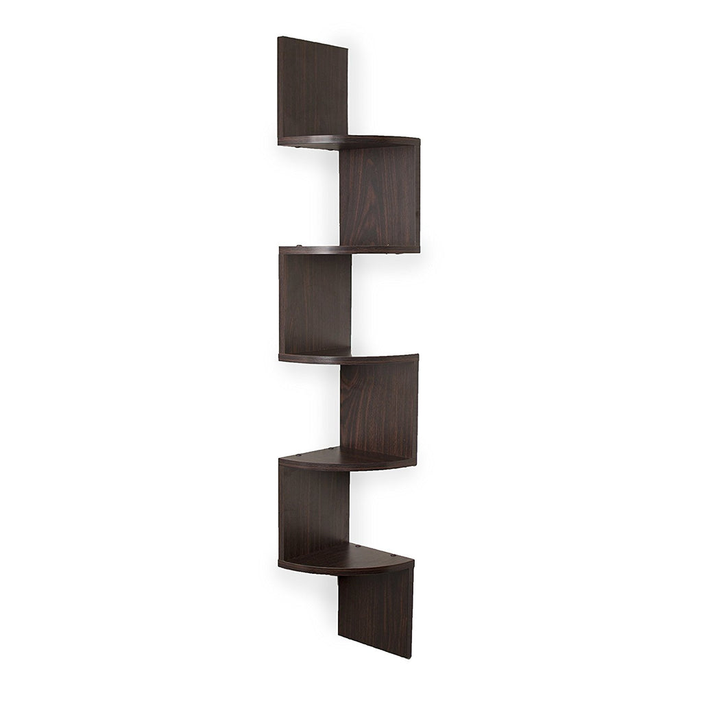 Danya B. Large Corner Wall Mount Shelf Walnut