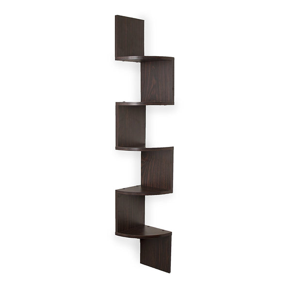 Danya B. Large Corner Wall Mount Shelf Walnut