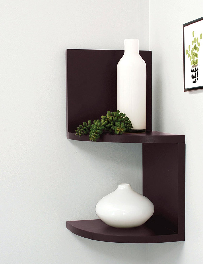 Kiera Grace Priva 2-Tier Corner Shelf 7.75"x 7.75" Espresso Installed