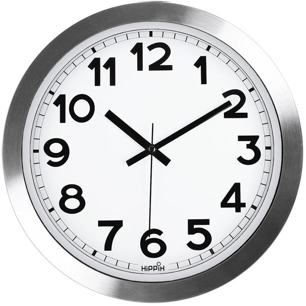 Hippih 12" Non-Ticking Decorative Silver Aluminium Wall Clock