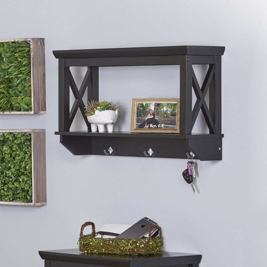 RiverRidge Home X-Frame Bathroom Wall Shelf 15.5"x26" Espresso Installed