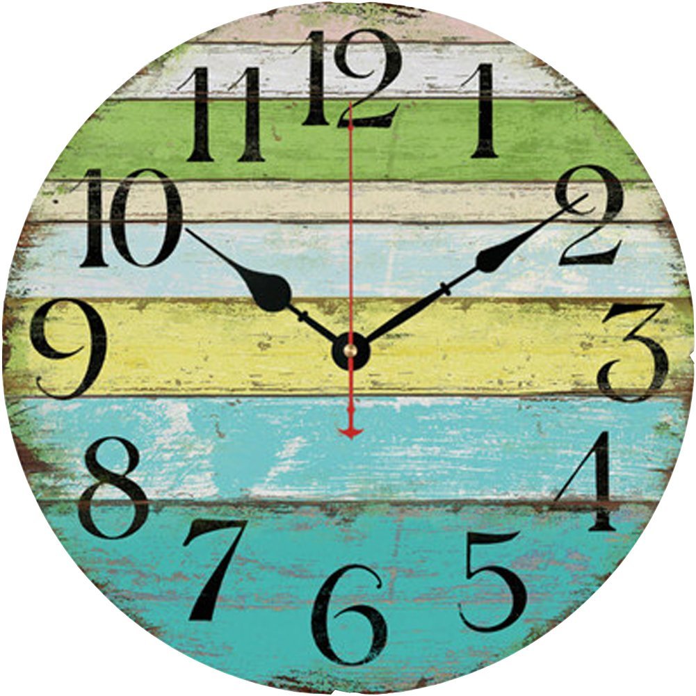 Grazing 12" Vintage Tuscan Style Wooden Wall Clock