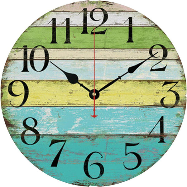 Grazing 12" Vintage Tuscan Style Wooden Wall Clock