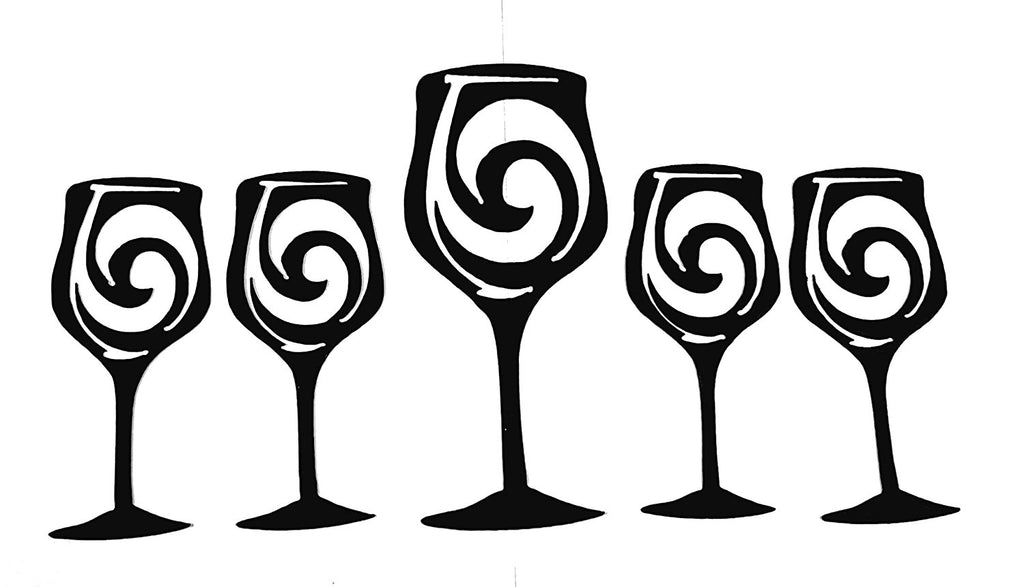 Wine Glasses Metal Wall Art Wall (Set of 5)