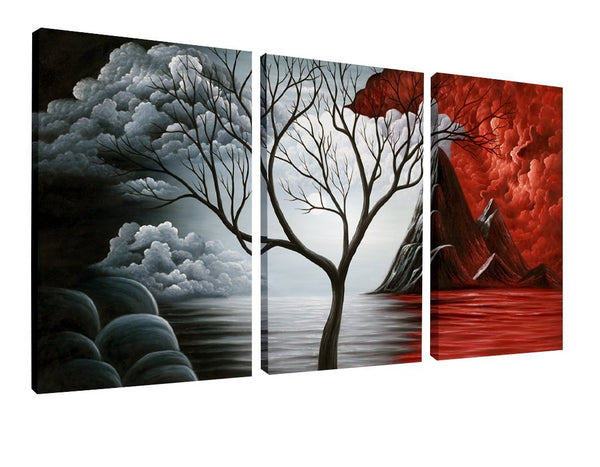 Wieco Art "The Cloud Tree" 3 Panel Giclee Canvas Print