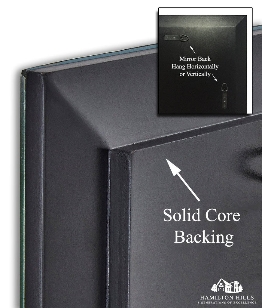 Large Framed Wall Mirror with Angled Beveled Frame (3 sizes) Back