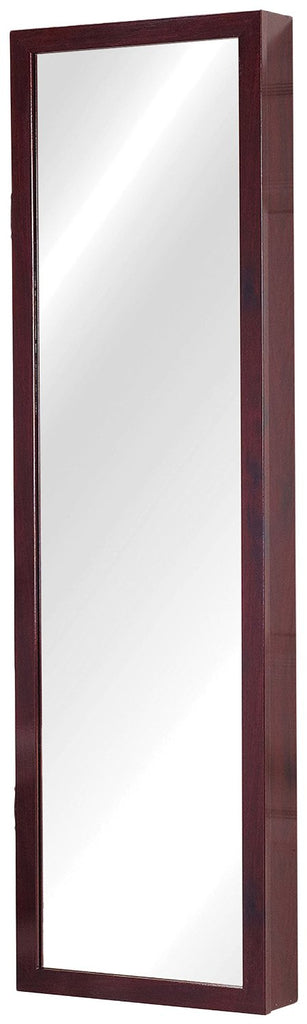 Plaza Astoria Wall/Door-Mount Jewelry Mirror Armoire 18"x53" Cherry