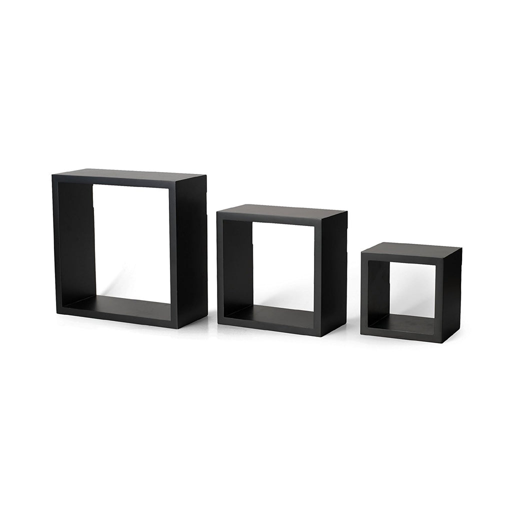 Melannco Square Wood Shelves Black