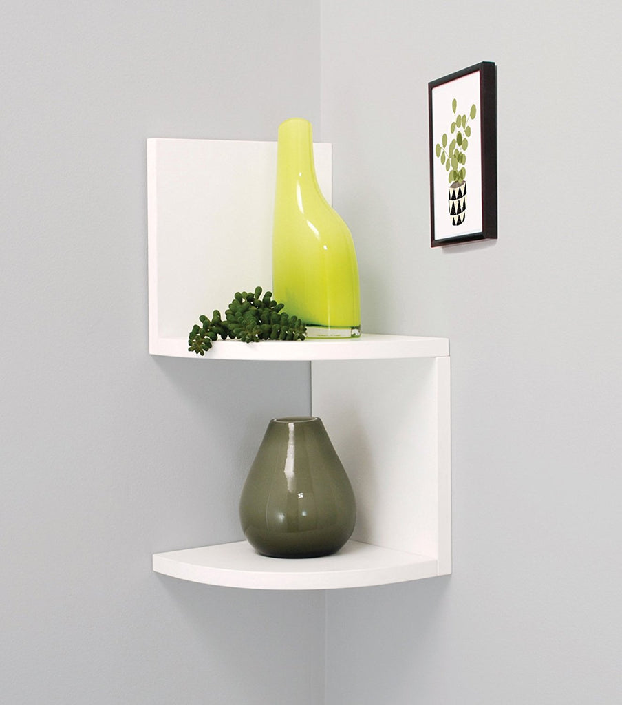 Kiera Grace Priva 2-Tier Corner Shelf 7.75"x 7.75" White Installed