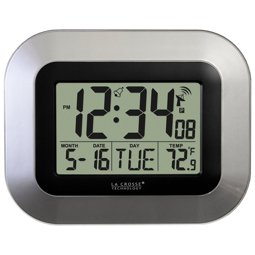 La Crosse Technology Atomic Digital Wall Clock with Indoor Temperature 9"x7"