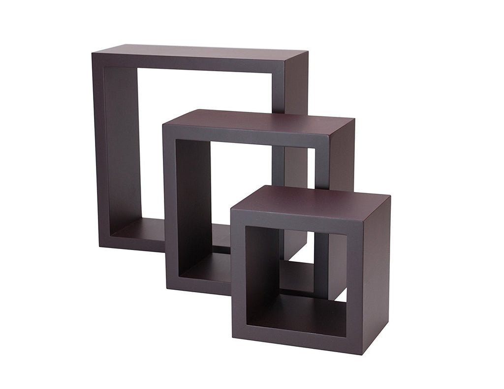 Kiera Grace Cubbi Contemporary Floating Wall Shelves Espresso