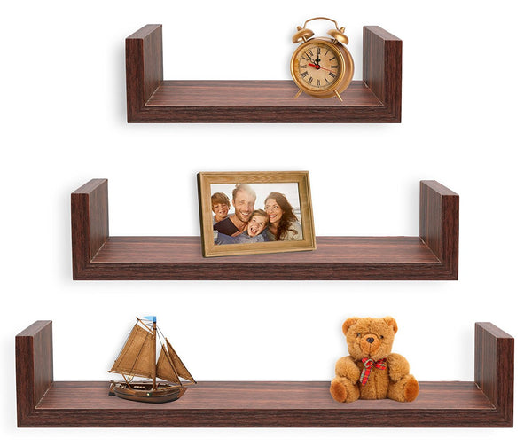 Greenco Floating U Shelves Walnut