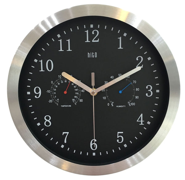 HITO 12" Silent Wall Clock w/ Aluminum Frame and Acrylic Front Cover